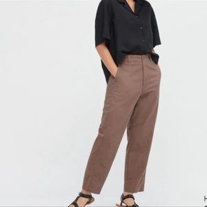 Uniqlo Trousers Linen Cotton High Waist Tapered Pants Size Small